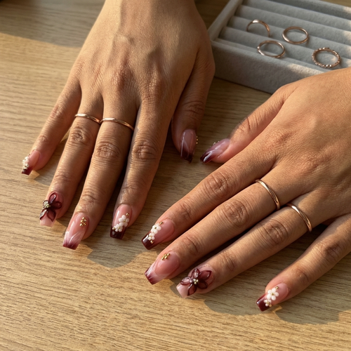 Noor's Nails™ — Velvet Rose (10 PCS)